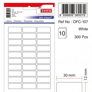 Etichete autoadezive albe, 12 x 30 mm, 300 buc/set, TANEX