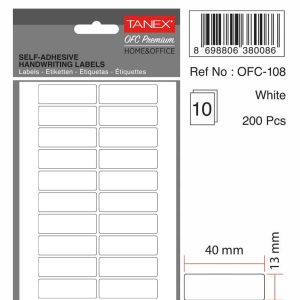 Etichete autoadezive albe, 13 x 40 mm, 300 buc/set, TANEX
