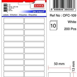 Etichete autoadezive albe, 13 x 50 mm, 200 buc/set, TANEX