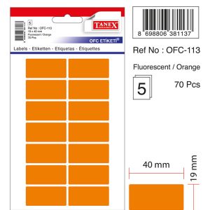 Etichete autoadezive color, 19 x 40 mm, 70 buc/set, TANEX - orange fluorescent