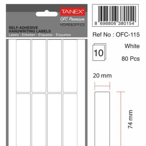 Etichete autoadezive albe, 20 x 74 mm, 180 buc/set, TANEX