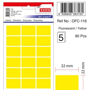 Etichete autoadezive color, 22 x 32 mm, 90 buc/set, TANEX - galben fluorescent