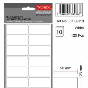 Etichete autoadezive albe, 23 x 50 mm, 180 buc/set, TANEX