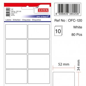 Etichete autoadezive albe, 34 x 52 mm, 80 buc/set, TANEX