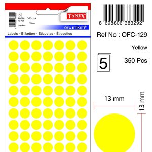 Etichete autoadezive color, D16 mm, 240 buc/set, TANEX - galben
