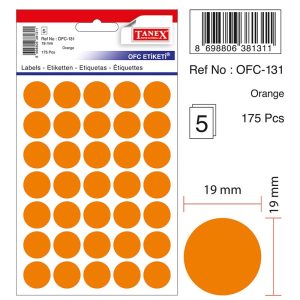Etichete autoadezive color, D19 mm, 175 buc/set, TANEX - orange