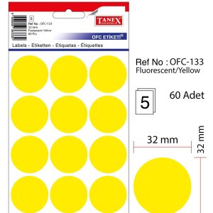 Etichete autoadezive color, D32 mm, 60 buc/set, TANEX - galben