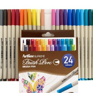 Carioca corp triunghiular, ARTLINE Supreme, varf flexibil (tip pensula), 24 culori/cutie