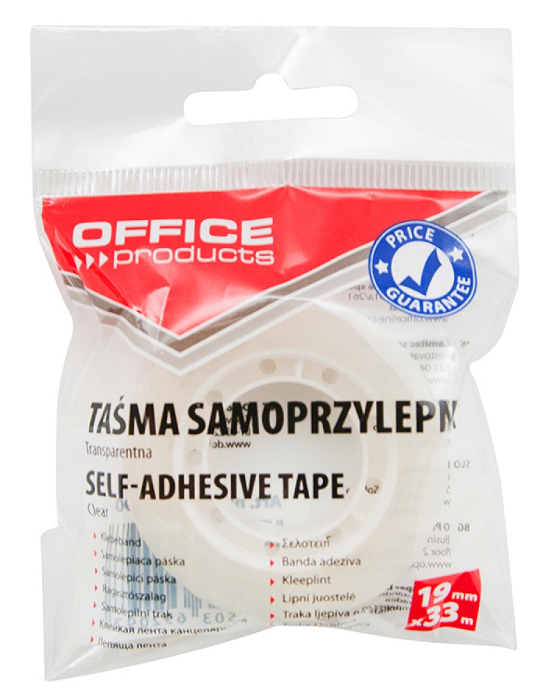 Banda adeziva 19mm x 33m, ambalata individual, Office Products - transparenta