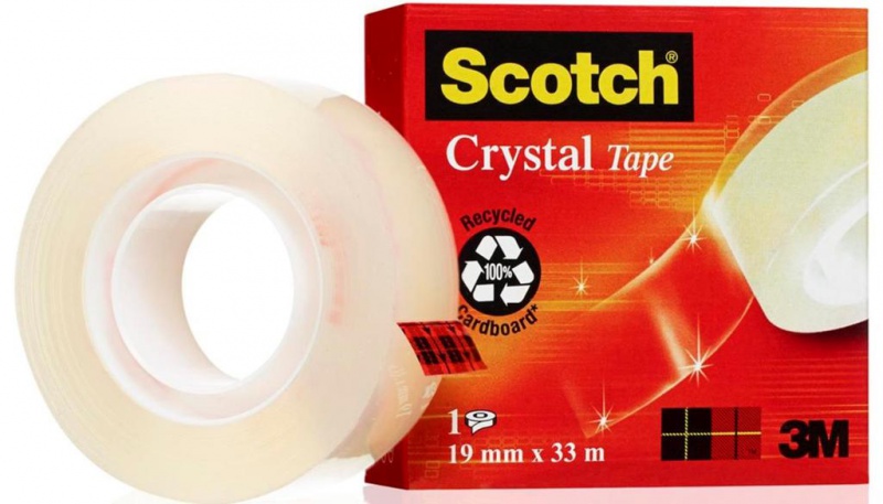 Banda adeziva transparent cristal, se rupe usor, 19mm x 33m, 3M - SCOTCH Crystal