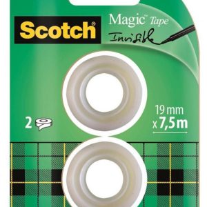 Banda adeziva transparent mata, invizibila la copiere, 19mm x 7.5m, 2 buc/blister, 3M - SCOTCH Magic