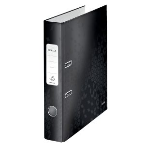 Biblioraft Leitz 180 WOW, carton laminat, partial reciclat, FSC, A4, 52 mm, negru