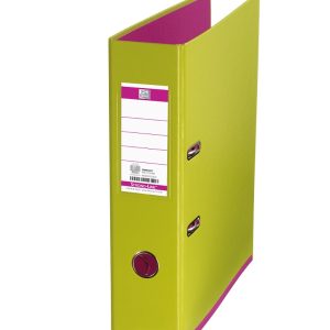 Biblioraft A4, plastifiat PP/PP, 80 mm, OXFORD MyColour - verde deschis/roz
