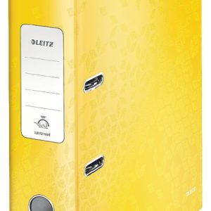 Biblioraft Leitz 180 WOW, carton laminat, partial reciclat, FSC, A4, 80 mm, galben