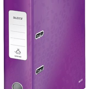Biblioraft Leitz 180 WOW, carton laminat, partial reciclat, FSC, A4, 80 mm, mov