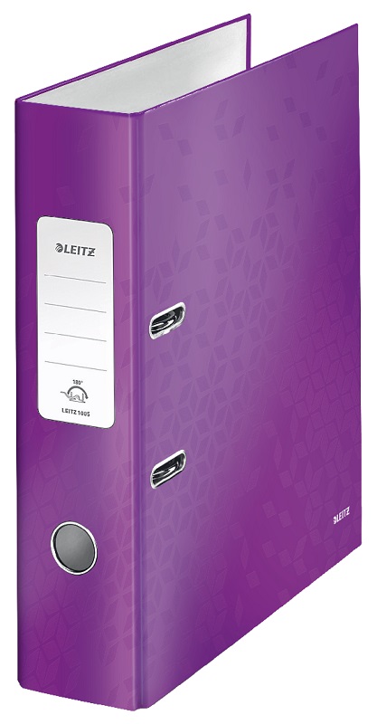 Biblioraft Leitz 180 WOW, carton laminat, partial reciclat, FSC, A4, 80 mm, mov