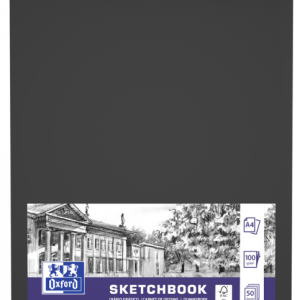 Bloc desen cu spirala, OXFORD Sketchbook, A4, 50 file - 100g/mp, coperta carton rigid negru