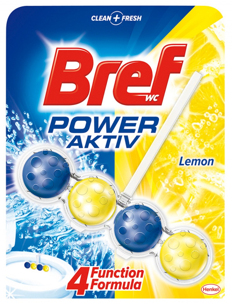 BREF Power Aktiv Lemon, odorizant solid pentru toaleta, bilute - 50 grame