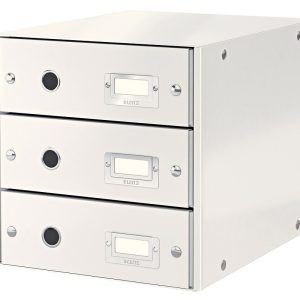 Cabinet cu sertare Leitz WOW Click & Store, 3 sertare, carton laminat, A4, alb