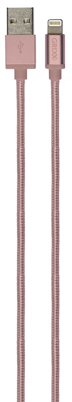 Cablu date GRIXX Optimum - 8-pin to USB Apple MFI License, impletit, lungime 1m - rose gold
