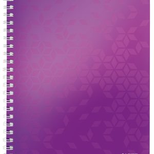 Caiet de birou LEITZ WOW, PP, FSC, reciclabil, A4, 80 coli, cu spira, dictando, mov
