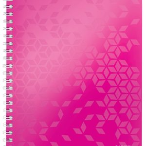 Caiet de birou LEITZ WOW, PP, FSC, reciclabil, A4, 80 coli, cu spira, matematica, roz
