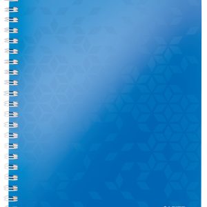 Caiet de birou LEITZ WOW, PP, FSC, reciclabil, A4, 80 coli, cu spira, matematica, albastru