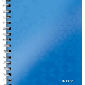 Caiet de birou LEITZ WOW, PP, FSC, reciclabil, A5, 80 coli, cu spira, matematica, albastru