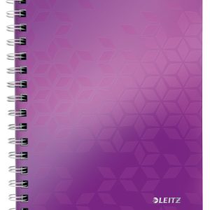 Caiet de birou LEITZ WOW, PP, FSC, reciclabil, A5, 80 coli, cu spira, matematica, mov