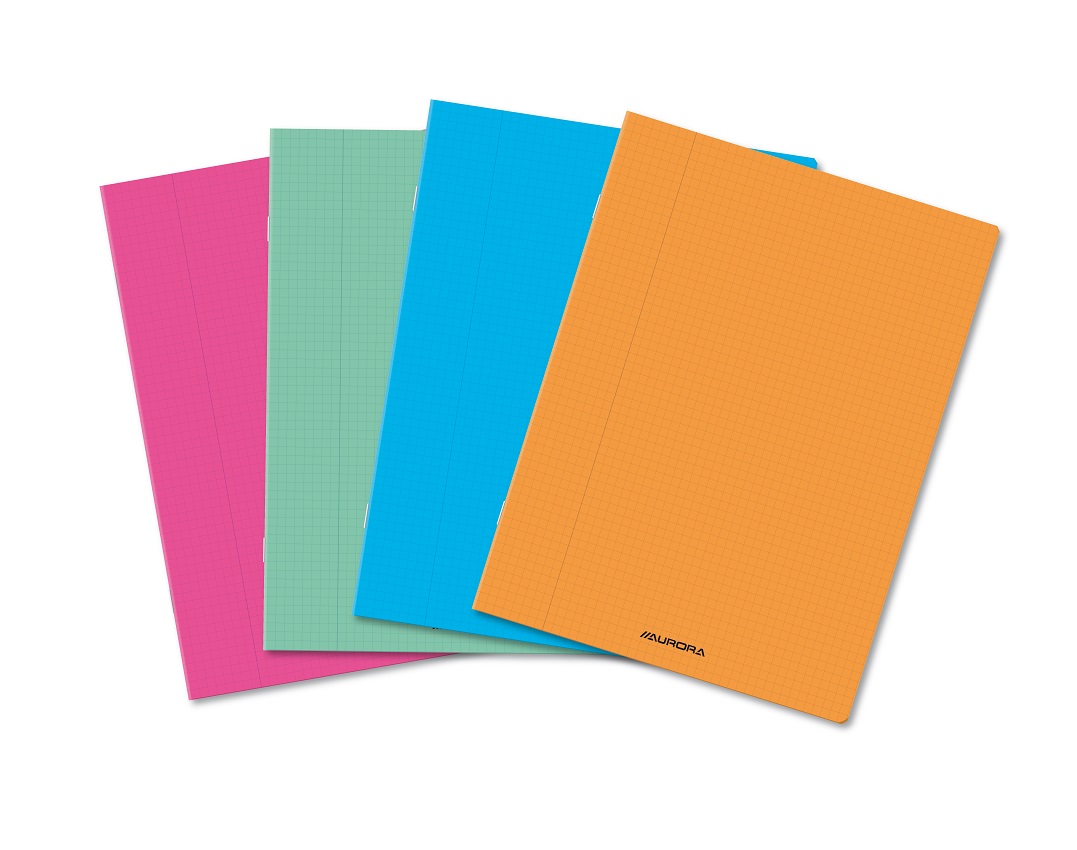 Caiet A4, 36 file - 80g/mp, liniat stanga, coperta PP transparent color, AURORA - matematica