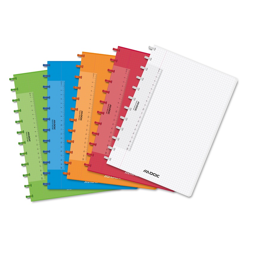 Caiet A4, 72 file - 90g/mp, coperta PP transparent color, AURORA Adoc - matematica