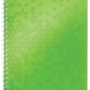 Caiet de birou LEITZ WOW, PP, FSC, reciclabil, A4, 80 coli, cu spira, matematica, verde
