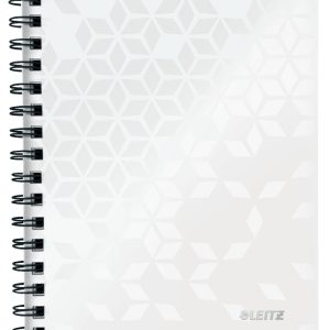 Caiet de birou LEITZ WOW, PP, FSC, reciclabil, A5, 80 coli, cu spira, matematica, alb