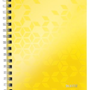 Caiet de birou Leitz WOW, PP, FSC, reciclabil, A5, 80 coli, cu spira, matematica, galben