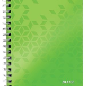 Caiet de birou LEITZ WOW, PP, FSC, reciclabil, A5, 80 coli, cu spira, matematica, verde