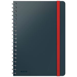 Caiet Leitz Cosy, coperta dura, FSC, reciclabil, B5, 80 coli, cu spira, matematica, gri antracit