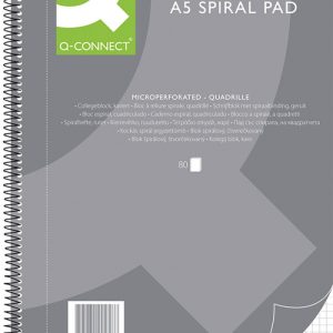 Caiet cu spirala, A5, 80 file - 70g/mp, 4 perf., coperti carton, Q-Connect - matematica