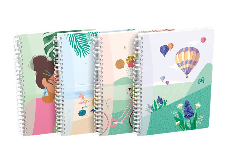 Caiet cu spirala, OXFORD Horizons, A5, 60 file-90g/mp, Scribzee, coperta carton assorted design-dict