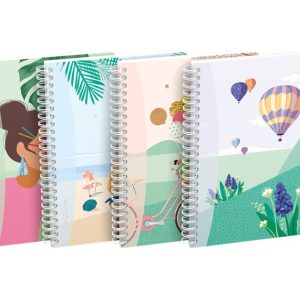 Caiet cu spirala, OXFORD Horizons, A5, 60 file-90g/mp, Scribzee, coperta carton assorted design-mate