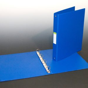 Caiet mecanic 4 inele - D25mm, coperti carton plastifiat PVC, A4, AURORA - albastru