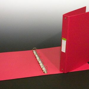 Caiet mecanic 4 inele - D25mm, coperti carton plastifiat PVC, A4, AURORA - rosu