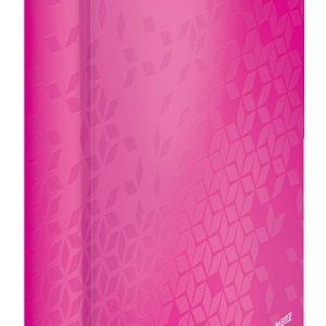 Caiet mecanic LEITZ WOW, carton laminat, partial reciclat, FSC, A4, mecanism 4DR, inel 25 mm, roz