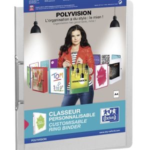 Caiet mecanic 2 inele - D25mm, coperti flexibile, buzunar prezentare, OXFORD Polyvision -transp. mat