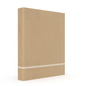 Caiet mecanic OXFORD Touareg, carton reciclat, 2 inele D20mm, cotor 35mm - kraft/alb