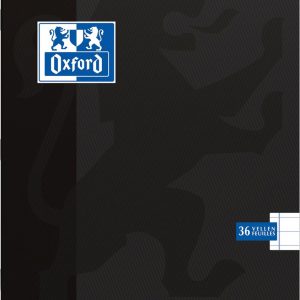 Caiet OXFORD School, A5, 36 file - 90g/mp, coperta carton negru, liniat stanga - dictando