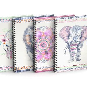 Caiet cu spirala, OXFORD Boho Chic, A4+, 60 file-90g/mp, Scribzee, coperta carton rigid-mate-asortat