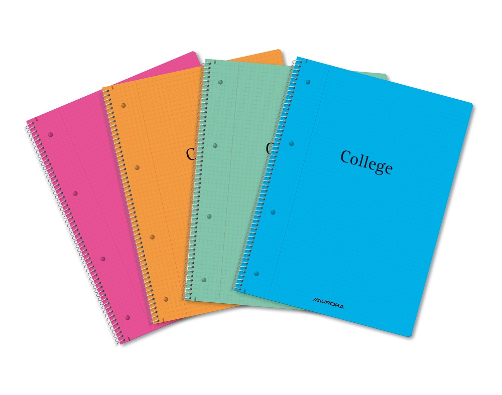Caiet cu spirala, A4, 80 file - 70g/mp, 4 perf., coperta PP, AURORA College - matematica