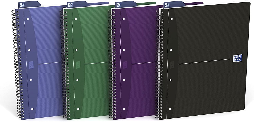 Caiet cu spirala, OXFORD Office Essentials, A4+, 90 file - 90g/mp, Scribzee, 4 perf. - dictando