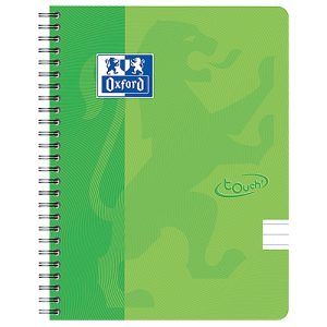 Caiet cu spirala, OXFORD School Touch, A5, 70 file-90g/mp, 4 perf, coperta carton verde lime-dictand