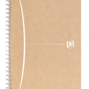 Caiet cu spirala, OXFORD Touareg, A5, 90 file-90g/mp, coperta carton reciclat, kraft/dungi ass-mate